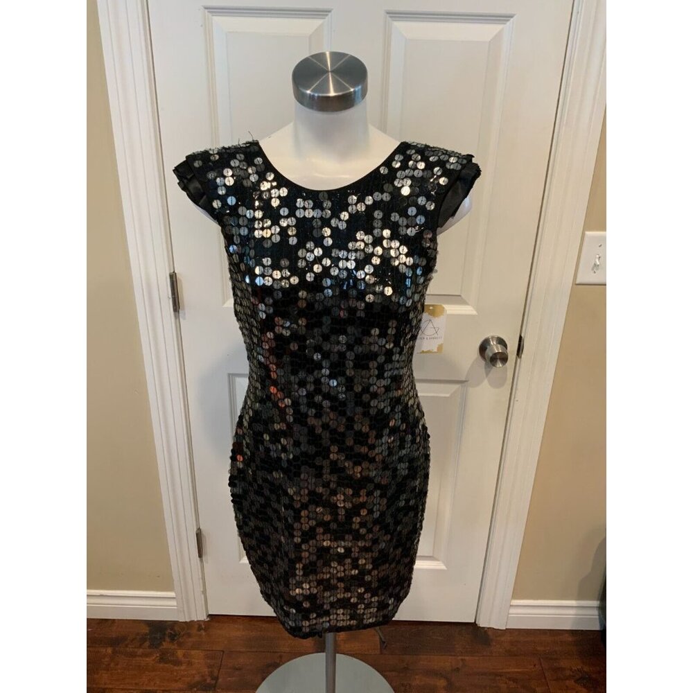 Robert Rodriguez Sleeveless Sheath Dress W/ Black & Silver Sequins Size 4 NWT!